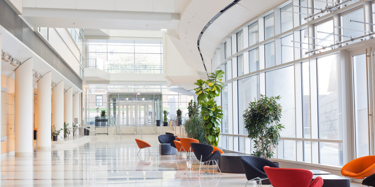 modern office building lobby